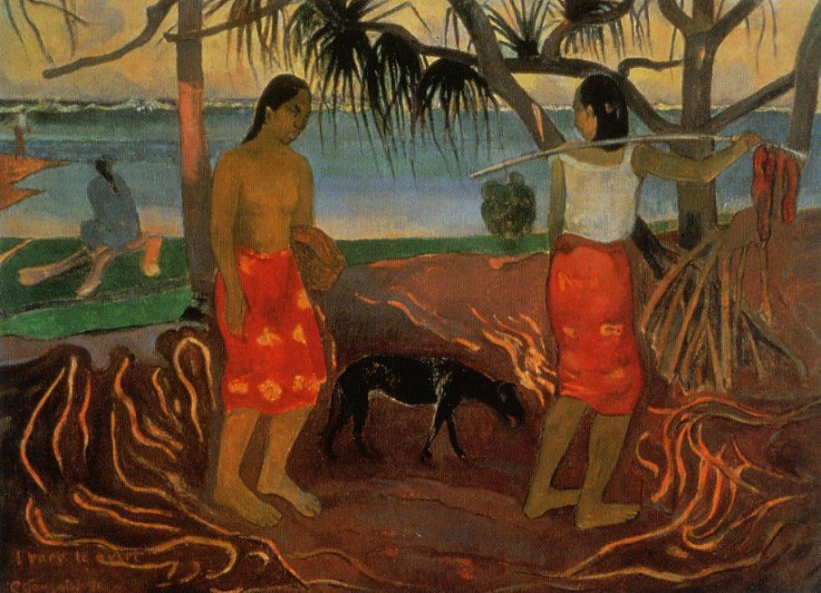 Beneath the Pandanus Tree - Paul Gauguin Painting
